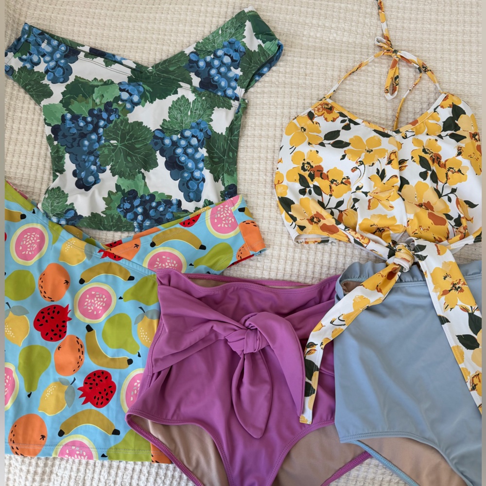 Colorful Mixed Women's Swimsuit Set - Floral, Fruit & Solid Pieces